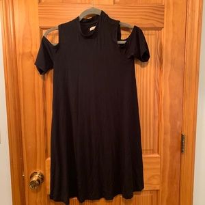 Black cold shoulder dress